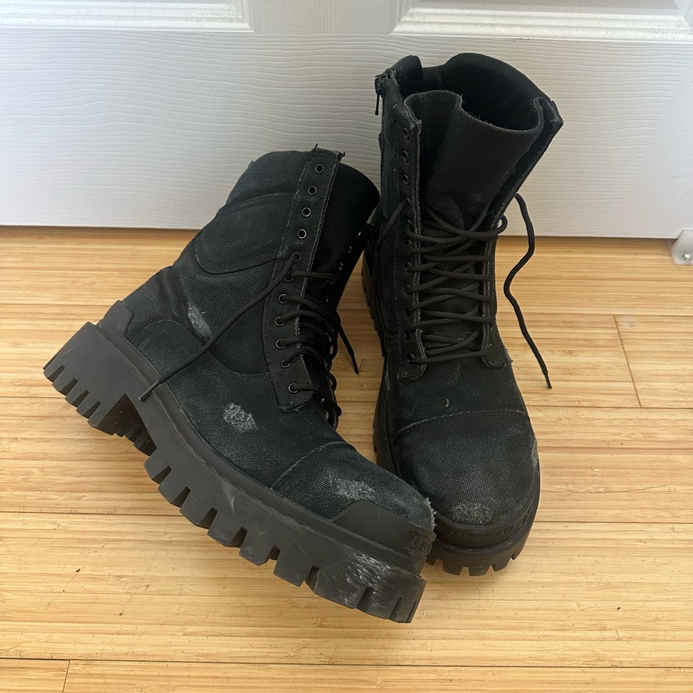 Balenciaga Combat Canvas Strike Boots Black
